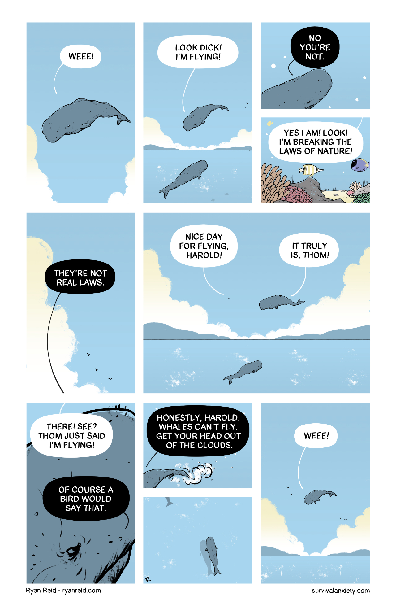 In this comic, Harold the whale can fly!